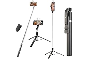 Kratos K9 Selfie Stick Tripod With Light, 67 inch /170CM Reinforced Tripod for Mobile Phone, Multi-Functional Bluetooth Long Selfie Stick for Travel,Vlogging,Compatible with iPhone and All Smartphones