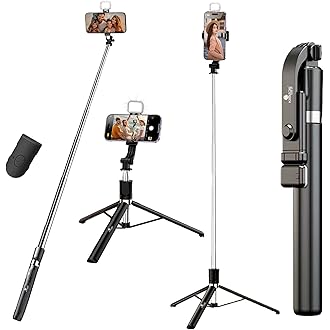 Kratos K9 Selfie Stick Tripod With Light, 67 inch /170CM Reinforced Tripod for Mobile Phone, Multi-Functional Bluetooth Long Selfie Stick for Travel,V