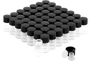 CADBIBE Trasparente Fiale di Vetro da 2 ml con Tappi a Vite e Tappi di Plastica, Flacone del Campione di Liquido Piccolo, Flacone a Prova di Perdite, 50 Pezzi