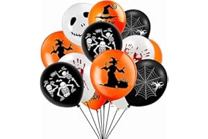 ADQUATOR 30pcs 6styles Black Orange White Halloween Balloons,12inch Latex Balloons for Halloween Thanksgiving Birthday Party Decorations