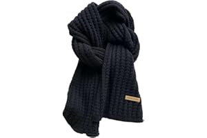 Joivie Winter Woolen Knitted Scarf Fashion Women Scarves Female Vintage Solid Colour Neckwear Soft Warm Pashmina Thickened Wool Student Shawl Scarf