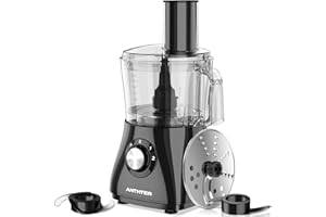 Robot da Cucina Multifunzione Compatto, Anthter 500W,220V Processori Alimentari, Disco Reversibile, Tagliere e Lama di Pasta per Tagliare, Affettare, Puree, Pasta,1,5L, 2 Velocità