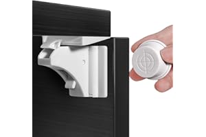 Mexgcom Blocca Cassetti per Bambini, Armadio di Bloccaggio per Bambini 12 Serrature + 3 Chiavi, Protezione del Cassetto Mobile di Bloccaggio per Bambini Senza Perforazione - Bianco