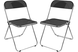 LANTUS Lot de 2 Pliable et matelassée Chaises fauteuils de Bureau pliants en ABS Assortis,Chaises Pliantes rembourrées - pour Le Bureau 46 * 46 * 75cm (Noir Pur)-2PC