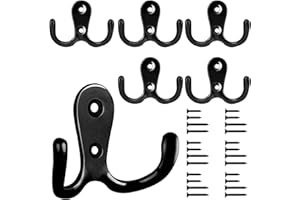 6 zestawów podwójny haczyk na szlafrok, Bolatus podwójny hak na płaszcz chromowany wieszak na ubrania do sypialni na drzwi do powieszenia na ścianie ubrania z 12 śrubami