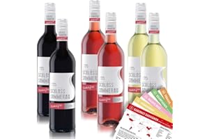 ‎VINOX Schloss Sommerau alkoholfrei Rot- Weiss- Roséwein, gemischtes Weinpaket + VINOX Winecards (6x0,75l)