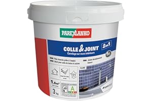 Parexlanko - Colle carrelage et joint en pâte - Colle & Joint 2 en 1 - Blanc - Pour mur intérieur - Spécial pièces humides - Prête à l’emploi - 3kg