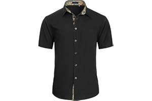 Enlision Chemises pour Hommes Habillées Manches Courtes Chemise Casual Regular Fit Chemises Formal Business Chemise