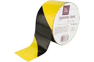 IDEA HOME Barrier Tape - Warning Tape Made from Low - Density Polyethylene LDPE 50m x 48mm - Safety Tape for Demarcating Secure Areas, Yellow and Black Striped