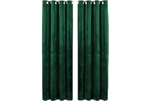 Hafaa Emerald Green Blackout Curtains for Bedroom – 66” wide x 72” drop Crushed Velvet Thermal Insulated Curtains for Living Room – Eyelet Room Darkening Curtains with 2 Tie Backs (168cm x 183cm)