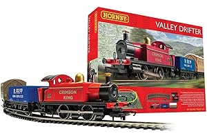Hornby R1270M Valley Drifter Train Set - Analogue OO Gauge Model Railway, Includes: 1x 0-4-0 Steam Locomotive, Open Wagon, 4 wheel Coach & Track - Starter Electric Model Train Sets - 1:76 Scale