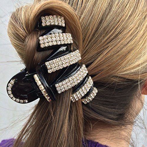 Crystal Hair Clip Diamante Hair Claw Clip Geometric Hair Clip Claw Large Hair Clip Wedding Hair Clip Black Hair Grip Hairclip Hair Accessory