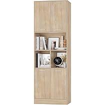 YITAHOME Boekenkast met 4 niveaus met deuren en kast, boekenplank staande display opbergplank, bovenste open compartiment boekenkasten voor thuis, kantoor, woonkamer, slaapkamer, zwart, 60 x 30 x 159