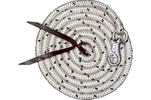 AMESBICHLER REITSPORT Amesbichler Suelo Trabajo Cuerda 3,2 m| Suelo Cuerda (führ Cuerda con Bull Snap | Caballos Formación Punto | Western Rope para Horse Manship y Suelo Trabajo Blanco/Negro o Blanco/Rojo