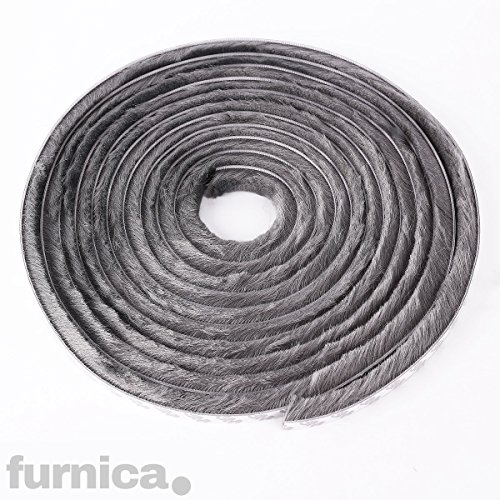 Preisvergleich Produktbild FURNICA 10m - H9mm - Bürstendichtung Grau, Selbstklebend