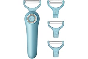 LUODIRGB 3-in-1 Electric Peeler | Auto Blade for Fruits/Vegetables | 3 Interchangeable Blades | USB Charging,Battery Capacity 1500 mAh | Kitchen, Travel, Camping (PL907-BLUE)