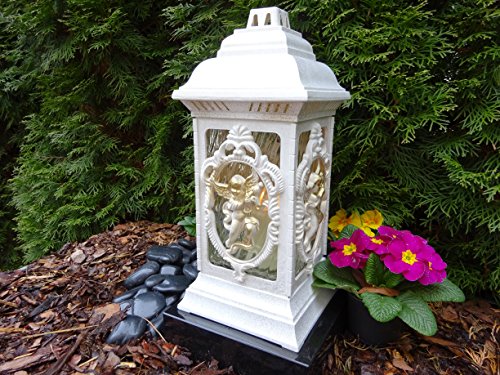 ♥ GRABLAMPE GRABLATERNE MIT ENGEL incl.GRABKERZE 36,0cm ♥ GRABSCHMUCK HERZ GRABLEUCHTE FRIEDHOF GRABLICHT - 3
