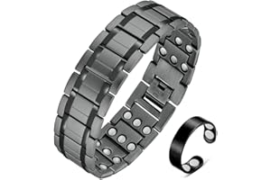 Vicmag 3X Magnetic Bracelet for Men Pure Titanium Bracelet 3500 Gauss Ultra Strength Magnets Adjustable Wristband with Adjustment Tool & Gift Box (Grey)