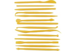 OTAIVE 14Pcs Polymer Clay Tools Clay Sculpting Tools Plastic Clay Tools for Pottery Sculpture Ceramics Artwork Crafts(yellow,size:6.3 x 3.15inch)