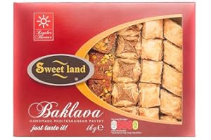 Sweet Land Regular Baklava Selection - 1000g Pack | Handmade Traditional Lebanese Baklava| Ramadan, Mother's Day, Easter, & Eid | Mixed Selection Tray with Pistachio, Almond & Cashew Nuts | Gift Box