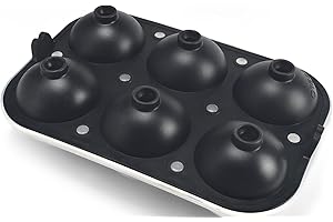 DOWOWDO Eiswürfelform Silikon XXL Kugeln 60mm Eiskugelform 6 Eiskugel mit Deckel BPA FREI Eiswürfelbehälterfür Whisky, Cocktails Schwarz, 1 Stück