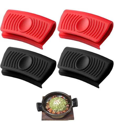2 Manici In Silicone Per Pentole – Termici, Antiscivolo, Resistenti Al Calore (230°C) – Per Padelle, Wok, Ghisa – Rosso E Nero