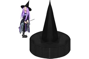 AUNGKWANG Sombrero Bruja, Gorro Bruja Halloween, 3/4/5/10 Witch Hat, Sombrero de Bruja, Sombrero Halloween, Halloween Bruja Accesorios Disfraz de Cosplay Decoración