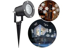 TEDD LED Projektor Weihnachten Schneeflocken Lampe Wasserdicht Projektionslampe für Innen und Aussen Dekoration Weihnachts Party Hochzeit Garten Bar (Weiß)