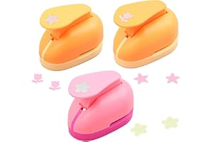 BASETOUSUAL Perforateur à Papier Enfant, Lot de 3 Mini Perforatrice, Perforatrice Scrapbooking pour Projets DIY Scrapbooking Création de Cartes Déco Motif (Sakura, Étoile, Rose)