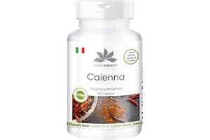 HERBA DIREKT Cayenne 450mg - 60 Capsule - Capsicum Frutescens con Capsaicina | HERBADIREKT by Warnke Vitalstoffe