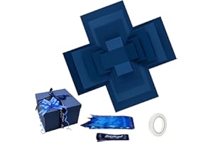 VIQIHEOE Boîte à Explosion Créative à 5 Couches, Boite Cadeau Creative, Coffret Surprise pour Anniversaire avec Ruban et Ruban Adhésif, pour Noël, Anniversaire, Saint Valentin, Cadeau de Mariage(Bleu)