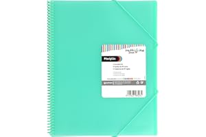 Grafoplas - Portafolios a4 Plastico, 50 Fundas Transparentes, Verde Mint, Polipropileno Extra, Espiral PVC, Maxiplás Multiline, Perfecto Material Escolar y de Oficina
