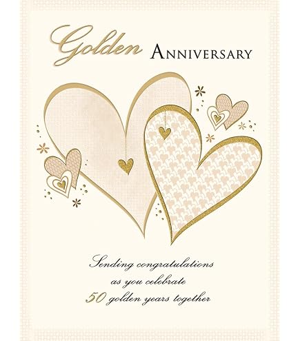ICG Goldene Hochzeitskarte 2025 – 50. Jubiläum Für 1975, Mit Liebesherzen & Champagner-Design, 155x228 Mm