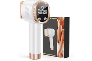 DEPLITE Épilateur Lumière Pulsée avec Grand Écran LCD, Épilateur Laser avec 9 Niveaux d'énergie, 999,900 Flashes, Fonctions HR/SC/RA et 2 Modes, IPL Épilation pour Visage, Bras, Aisselles, Bikini, Blanc