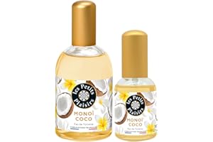 Les Petits Plaisirs - Lot Eau de Toilette Monoï Coco 110ml + 30ml, Solaire, onctueux et envoûtant, Eau de toilette femme, coffret cadeau, Made in France, 110ml, 30ml