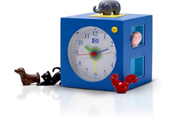 KOOKOO KidsAlarm Bleu, réveil pour Enfants avec 5 Animaux de la Ferme et Ses appels de réveil, enregistrements sonores de la Nature