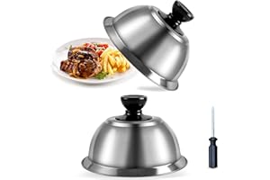 TECKZOON Campanas para Hamburguesas de Acero Inoxidable, Juego de 2 Cúpula para Derretir Queso con Mango Resistente a Escaldaderas para Barbacoa, Bistec, Hamburguesas