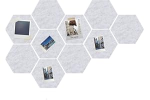 FOGAWA 10 Stück Grau Pinnwand Sechseck Filzplatte Filztafel Fliesen Selbstklebend Filzpinnwand Filz Memoboards Set Bulletin Tafeln mit 30 Stücke Pinnadeln für Foto Hängen Kinderzimmer Büro