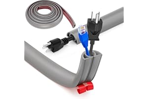 BOCGUY Flexible Small Cable Duct, Self-Adhesive Floor Cable Bridge, 5 m x 2 cm, Flexible Cable Cover, Cable Protection, Cable Duct, Easy to Cut, Assembly for All Power Cables, Home, School, Office, Warehouse