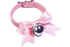 paloli Handmade Cosplay Choker Lolita Kitty Bell Collar with Strap Women Leather Choker Necklace