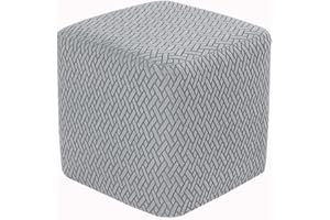 HHONGWYT Elástica Funda Otomana Cuadrada 50x50/60x60/40x40/ 45x45cm Terciopelo Funda Puff Cuadrado Funda para Reposapiés Cubre Puff Cuadrado Sofá Taburete Protector Lavable,#7,38X38X38cm