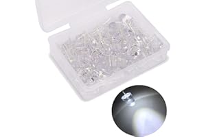 KA WAH CORE 8 mm Lumières Diode LED, 50 Pièces blanc Haute Luminosité LED Diodes Électroluminescentes Émettant, Lumière Diode Tête Ronde (blanc 50 Pièces)