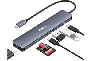 USB C Hub, Dockteck 7 in 1 Multiport USB C Adapter with HDMI 4K, 100W PD, 5 Gbps USB-C, 2 USB-A Data Ports, SD/TF Card Reader, USB Hub for MacBook Pro/Air, iPad Pro, Surface Pro, Steam Deck, XPS, HP