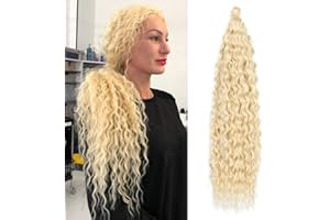 ‎DSOAR Deep Twist Crochet Hair Wasserwelle Twist Haarbündel Synthetische lockige Flechtfrisur Haarverlängerung Ombre Kinky Curl Flechthaarteil, 22 Zoll 3 Packungen 613#