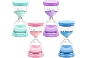 POWGLASS Sanduhr Set,4 bunter Sanduhren Set für Kinder,Sanduhr 5/10/15/30 Minuten Timer, Eieruhren Hourglass,für Kinder, lehrerbedarf,Home Office,Haus dekov