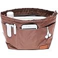 iN. (Large: 40cm (Top)/31cm (Bottom) L 12cm W 25cm H, Brown) - Purse Organiser Insert with zipper Nylon fabric for women Handbags & Totebag