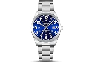 LN LENQIN Herren Uhr Edelstahl Uhren Herren Analog Quarz Armbanduhr 30M wasserdichte Mode Casual Uhr für Männer