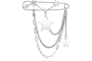Mabor Spilla Stella d'Argento Spilla Per Le Donne Stella Nappa Collana Spilla Collare Spille Vintage Bling Cristallo Maglione Clip Sciarpa Punk Collare Collana Spilla Per Donne Ragazze Cappotto