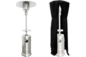 Happy Garden Parasol Chauffant Oslo - Chauffage d'extérieur au gaz INOX + Housse de Protection et Table d'appoint