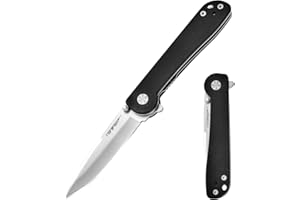 TONIFE Rising Star Klappmesser Outdoor Messer mit Taschenclip, 8Cr14MoV Klinge und G10 Griff für Kleine Messer Camping Messer (Schwarz + Satin)